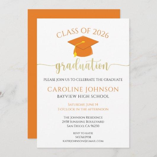 Modern Orange and Gold Graduation Party Invitation