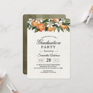 Modern Orange & Flowers Watercolor  Invitation