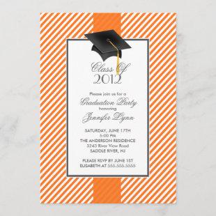 Modern Orange Stripe Graduation Party Invitation