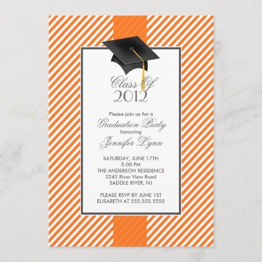 Modern Orange Stripe Graduation Party Invitation