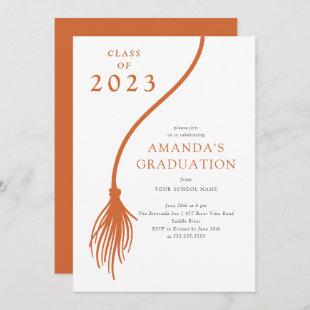 Modern Orange Tassel Graduation Party Invitation