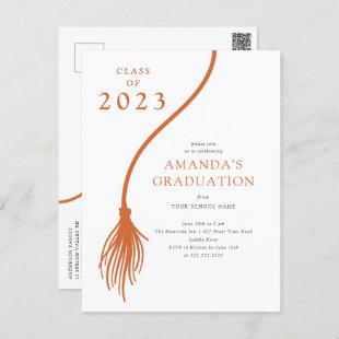 Modern Orange Tassel Graduation Party Postcard