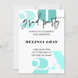Modern Pastel Ombre Grad Party invitation aqua
