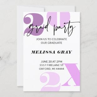 Modern Pastel Ombre Grad Party invitation lilac