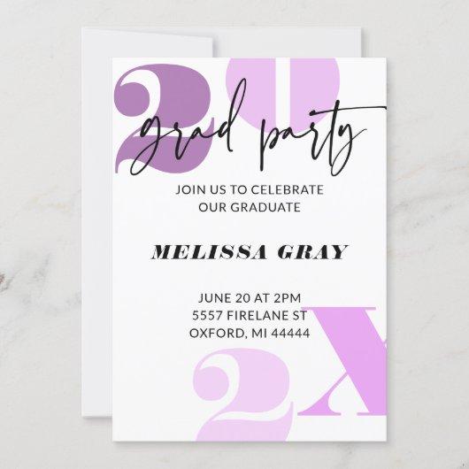 Modern Pastel Ombre Grad Party invitation lilac