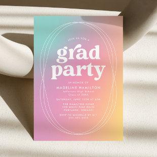 Modern Pastel Rainbow Gradient Graduation Party Invitation