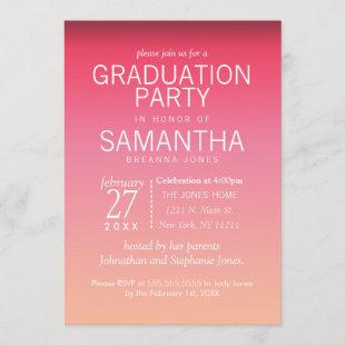 Modern Peach Summer Gradient Graduation Party Invitation