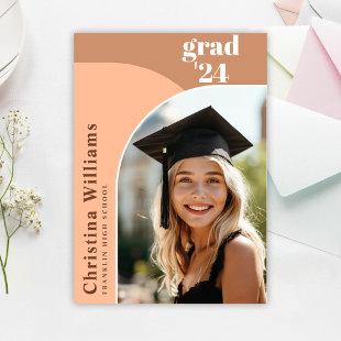 Modern Peach Terracotta Arch Photo Graduation Announcement