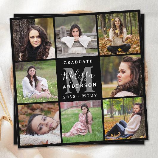 Modern Personalized 8 Photo Collage Graduation  Announcement
