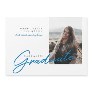 Modern Photo Bright Blue Graduate Announcement