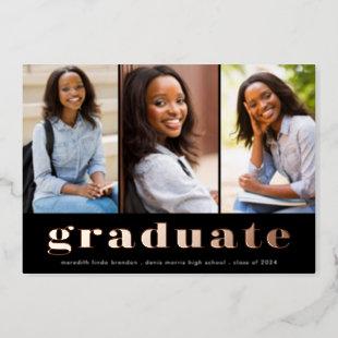 Modern Photo Collage Foil Graduation Announcement