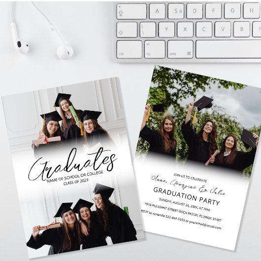 Modern Photo Collage Friends Graduation Party  Invitation