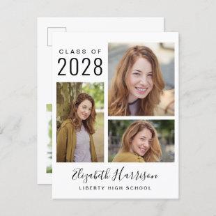 Modern Photo Collage Graduation Announcement Postcard