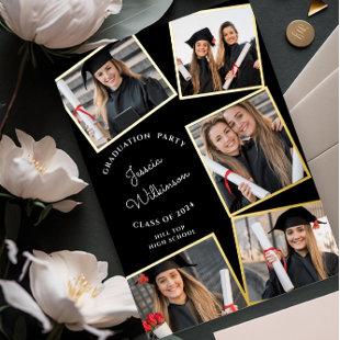 Modern photo collage graduation party foil invitation