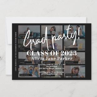 Modern photo collage graduation party invitation