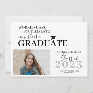 Modern photo graduate simple graduation invitation