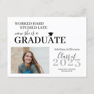 Modern photo graduate typography graduation invitation postcard