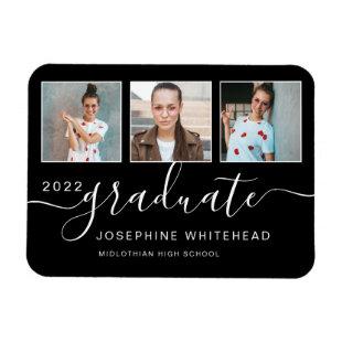 Modern Photo Graduation Collage 2022 Black Magnet