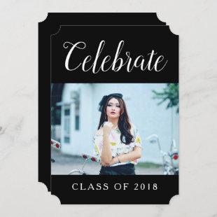 Modern Photo Graduation Party Invite | Black