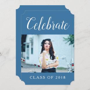Modern Photo Graduation Party Invite | Blue