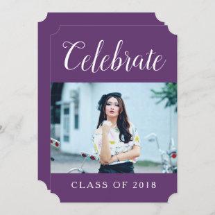 Modern Photo Graduation Party Invite | Purple