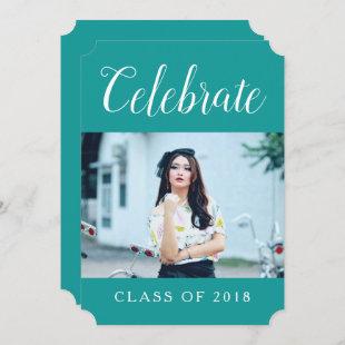 Modern Photo Graduation Party Invite | Teal