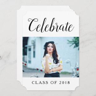 Modern Photo Graduation Party Invite | White
