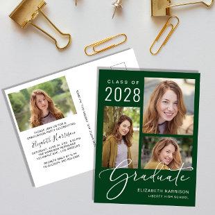 Modern Photo Green Graduation Party Invitation Postcard
