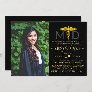 Modern Photo MD Doctor Graduation Party Invitation
