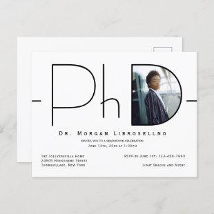 Modern Photo PhD Graduation Invitation Postcard