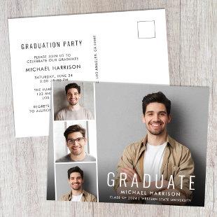 Modern Photo Strip Graduation Party Invitation Postcard
