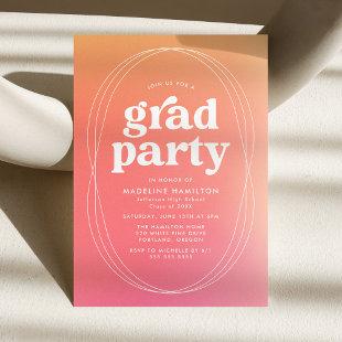 Modern Pink and Orange Gradient Graduation Party Invitation