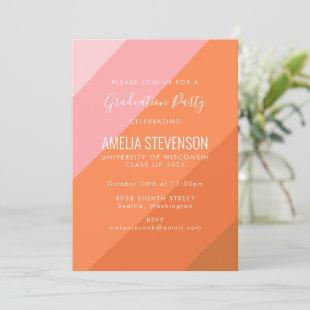 Modern Pink and Terracotta Art Graduation Party Invitation