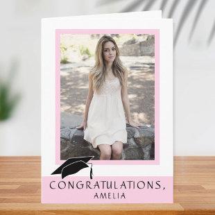 Modern Pink Congratulations Graduation Photo Card