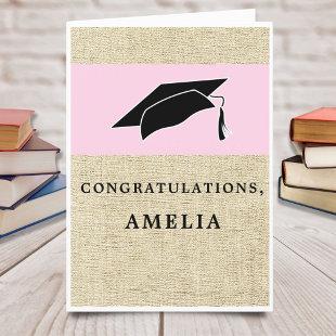 Modern Pink Congratulations Rustic Graduation Card