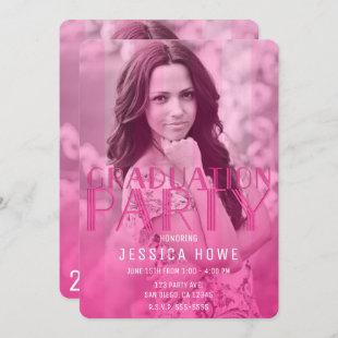 Modern Pink Graduation Party Graduate Photo Invitation