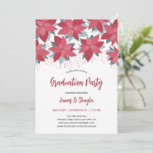 Modern Poinsettia graduation Party Invitation