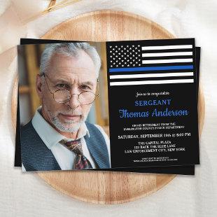 Modern Police Officer Custom Photo Retirement Invitation