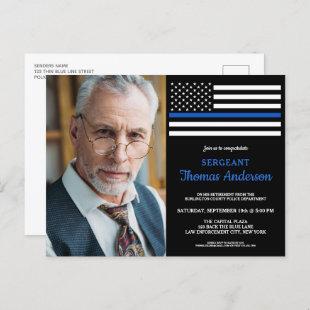 Modern Police Officer Custom Photo Retirement Invitation Postcard
