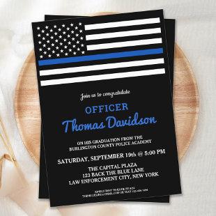Modern Police Officer Graduation Thin Blue Line In Invitation