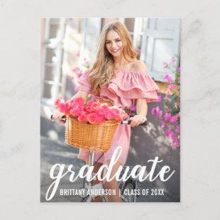 Modern Pretty Graduation Announcement (Blank Back) Postcard