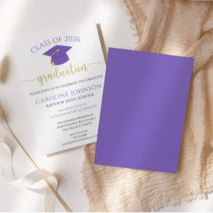 Modern Purple and Gold Graduation Party Invitation