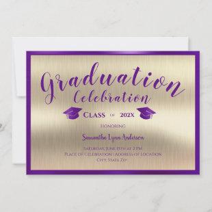 Modern Purple Gold Graduation Class of 2024 Invitation