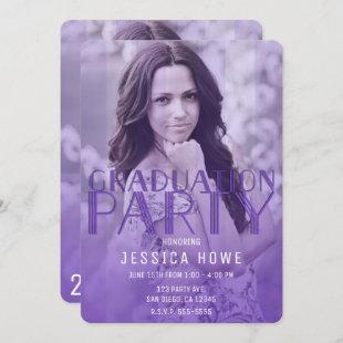 Modern Purple Graduation Party Graduate Photo Invitation