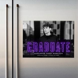 Modern Purple Neon Photo Graduation Announcement