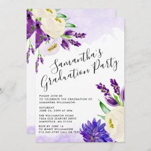 Modern Purple Photo Graduation Party Invitations