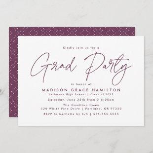 Modern Purple Script Graduation Party Invitation