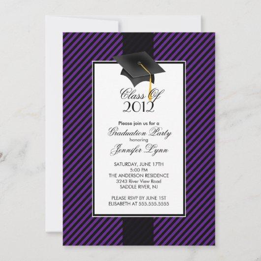 Modern Purple Stripe Graduation Party Invitation