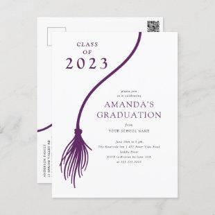 Modern Purple Tassel Graduation Party Postcard