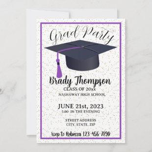 Modern Purple Two Photo Graduation Party  Invitation
